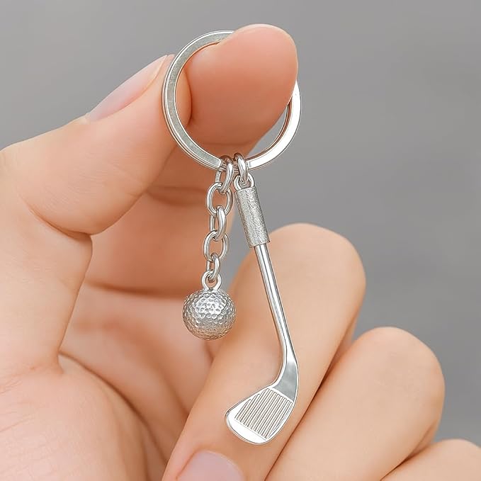 Golf Keychain – Golf Keychains Bag Charms for Women with Stainless Steel Finish & Textured Details, Cool Key Chains Gifts for Golfers & Sport Enthusiasts