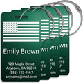 Personalized Luggage Tags for Suitcases 4 Pack – Custom Metal Name Tag for Travel, Golf Bag, and Baggage – Durable Aluminum Luggage Name Tags (Adventure Collection, Emerald Shadow)