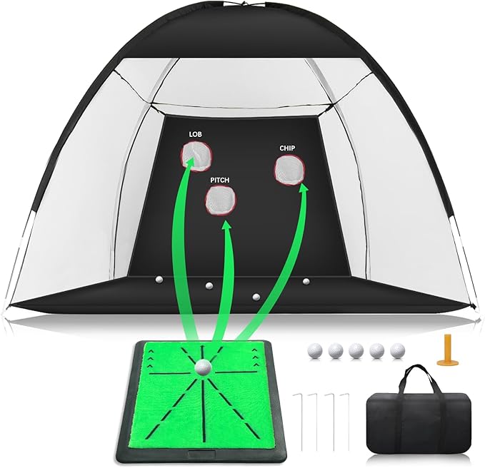 10x7ft Golf Practice Net Set Indoor & Outdoor Universal, Perfect for Backyard/Garage Hitting Training, Ideal Gift for Golf Enthusiasts