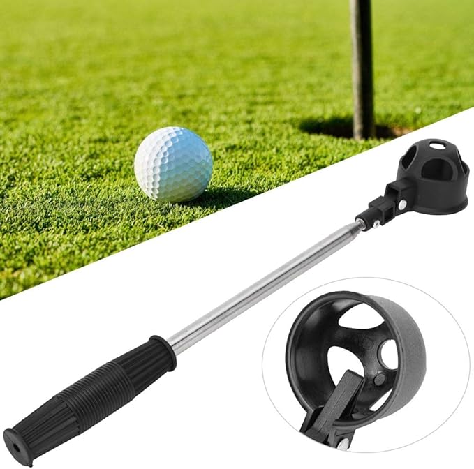Portable Telescopic Golf Ball Retriever, 2m Extended Length Lightweight Pickup Tool with Automatic Locking Scoop for Water Hazards and Rough