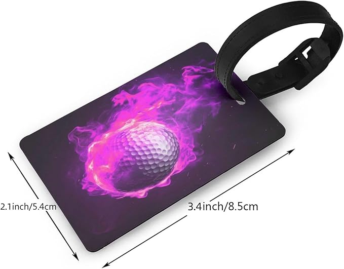 Pink Flame Golf Luggage Tag Suitcase Identify Labels Personalized Travel Bag Tag 2.5X4.1Inch