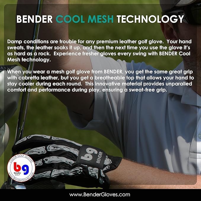 BG Bender - Mens Golf Glove, Durable Spandex Golf Gloves, Unique Golf Gloves