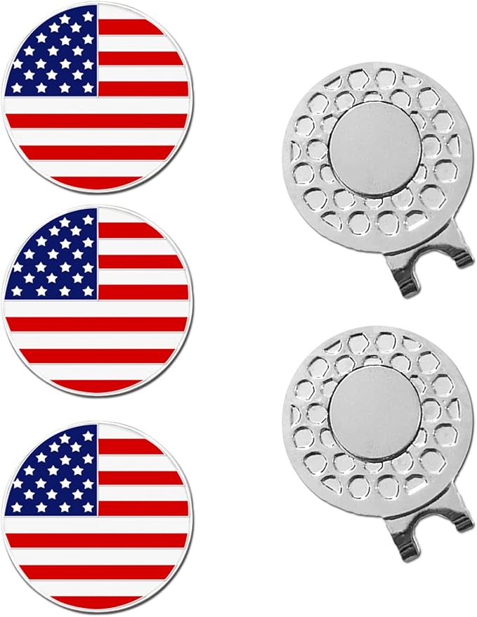 FINGER TEN Golf Ball Marker with Hat Clip Markers Assorted Patterns Value Gift Set Mark Golf Divot Tool Accessories for Men Women Kids