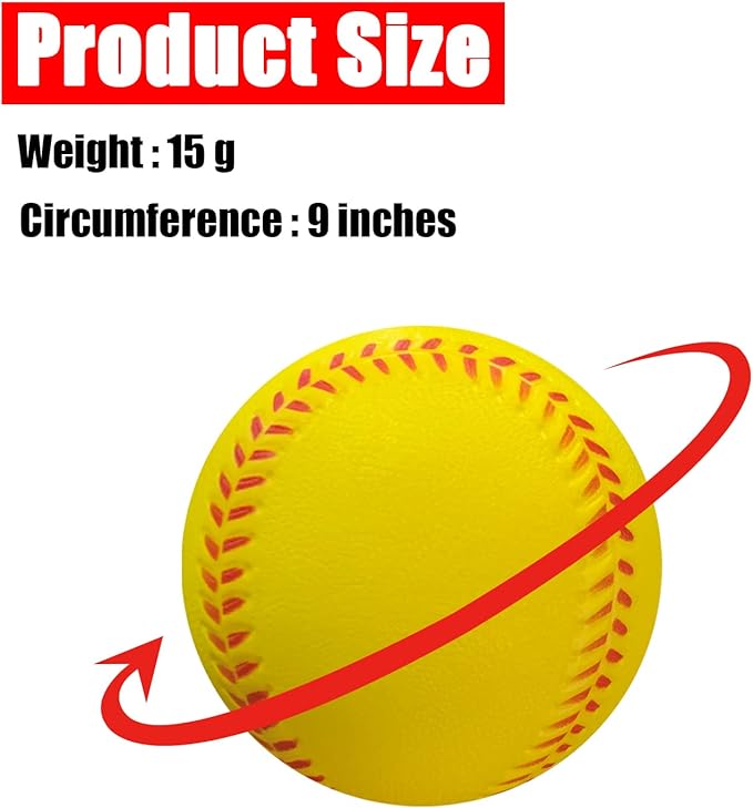 Soft Baseballs, Foam Training Baseball 12 Pack for Kids Regulation Size Foam Baseballs for Soft & Safe Throwing, Catching and Batting Practice
