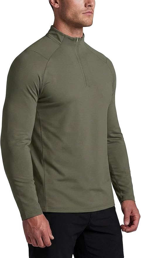 Zengjo Mens Quarter Zip Athletic Pullover Mid-Weight 1/4-Zip Running Workout Shirt Moisture Wicking