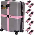 GORILLA GRIP Heavy Duty 8 Pack Adjustable Luggage Straps for Suitcases, Easy to Identify Travel Belt Connector Holds Suitcase Together, Extends Life of Bag, Strap Connects Two Bags, Accessories Pink