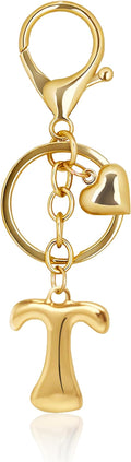 Gold Bubble Heart, Cherry, Bow & More Designs Letter Initial Keychain Bag Charms – Cute Purse Charms for Handbags