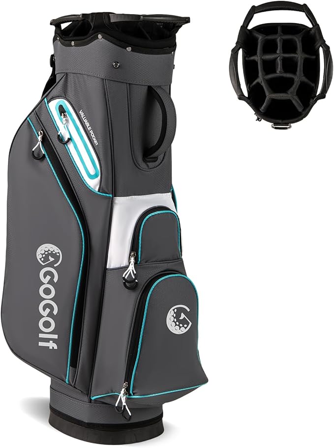 Tangkula Golf Cart Bag, Lightweight Golf Bag with 14-Way Divider Top, Portable Golf Club Organizer Bag with Cooler Pocket, Adjustable Shoulder Strap, Rain Hood & Umbrella Holder for Men & Women