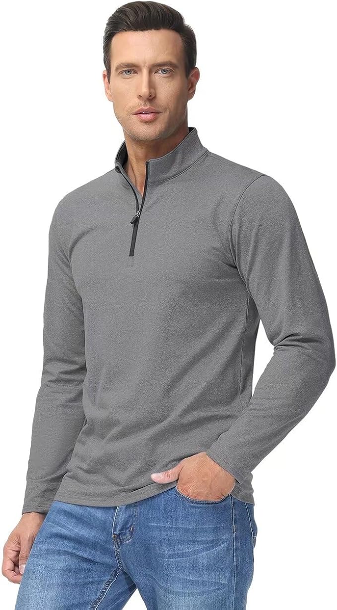 Boladeci Men's Quarter Zip Pullover Premium Fleece Lined Heather Long Sleeve Golf Shirts Midweight 1/4 Half Zip Sweatshirts