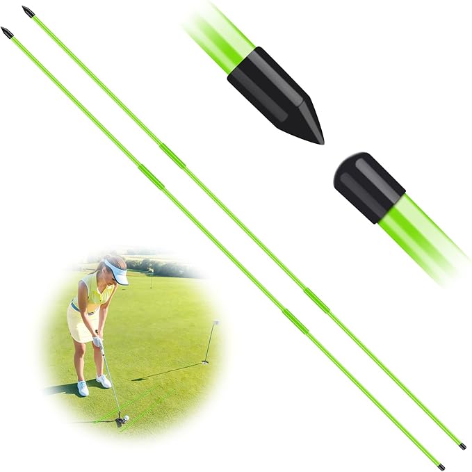 FINGER TEN Golf Alignment Sticks Rods Swing Trainer Tools 48 Inch 2 Or 3 Pack, Fits in Golf Bag Tour Stickers Practice Training Aid