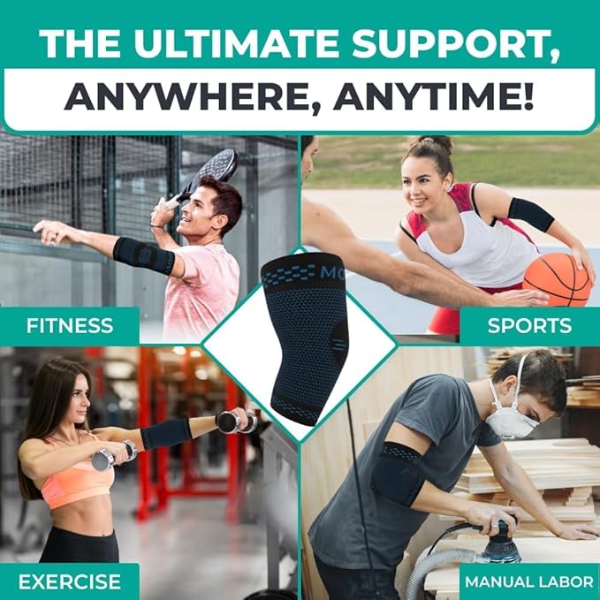 Modvel 2 Pack Elbow Brace - Golfer's Elbow Compression Sleeve Support for Joint Pain Relief, Recovery, Tendonitis Braces, Tennis Elbows Brace For Men & Women, Workout & Weightlifting Arm Wrap, Blue