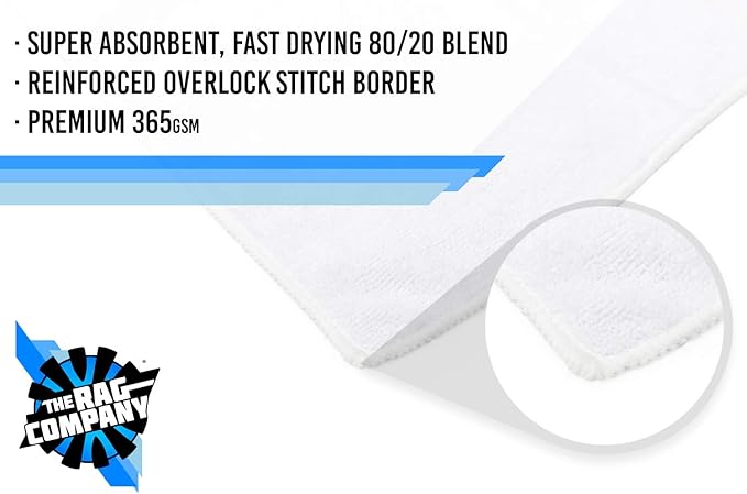 The Rag Company - Sport & Workout Towel - Gym, Exercise, Fitness, Yoga, Sport, Ultra Soft, Super Absorbent, Fast Drying Premium Microfiber, 320gsm, 16in x 27in, White (3-Pack)