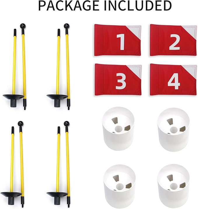 Crestgolf Portable Backyard Practice Golf Hole Cup and Flag Stick of Fiberglass, Golf Putting Green Flagstick Golf Pin Flag Hole Cup Set