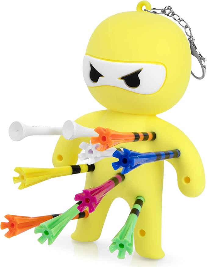 Golf Tee Holder, Ninja Portable Funny Golf Tees Holder Keychain Golf Gift Golf Accessories for Men & Women
