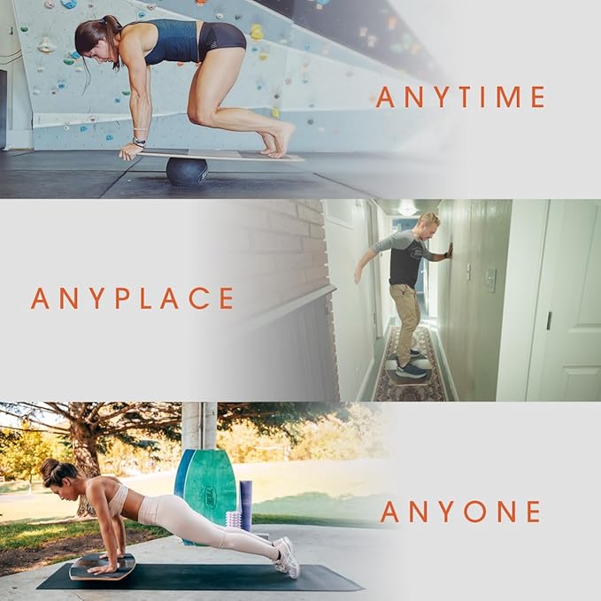 The Skill Board Beginner to Pro - Wooden Balance Board for Adults Bundle - Incl. Balance Trainer for All Sports, Gym, Standing Desk, or Yard Games, 2x Fitness Balls, Ball Pump and more