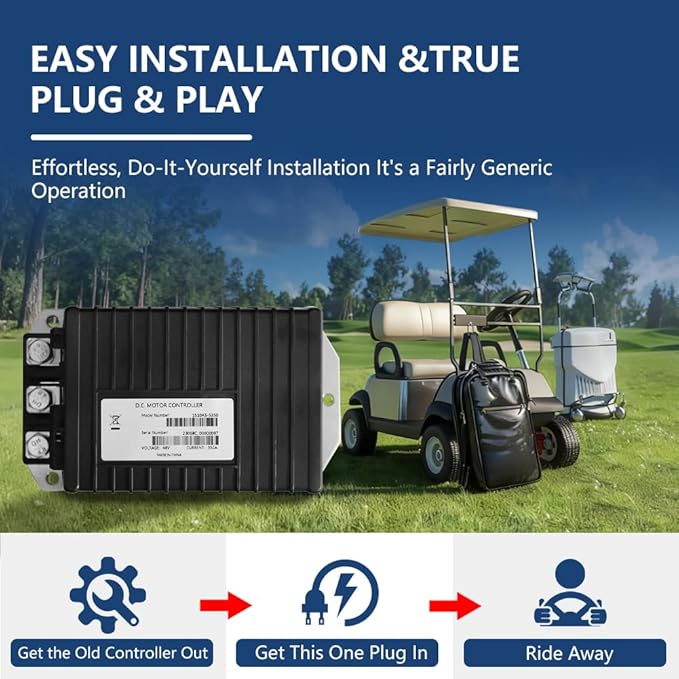 1510AS-5350 Golf Cart Controller, 48V 350A Golf Cart Speed Controller Compatible with Curtis for Club Car DS & Precedent, Carryall 1, Carryall Turf 2000-2009, MCOR 5K-0 Throttle Type, IQ, 102806203