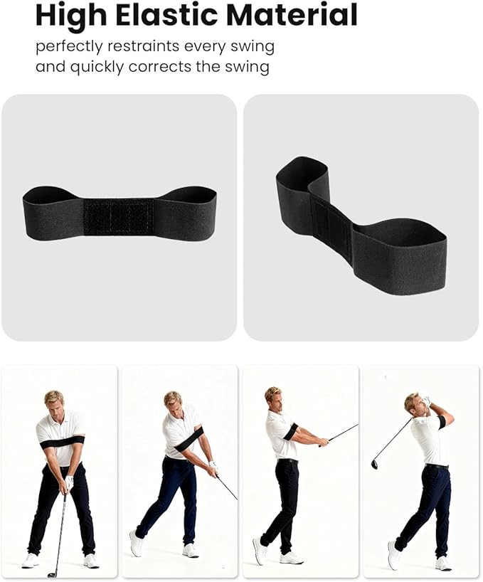 Golf Grip Trainer & Swing Correcting Arm Band, Golf Training Aid Combo- Enhance Grip Strength, Swing Technique and Correct Hand Position