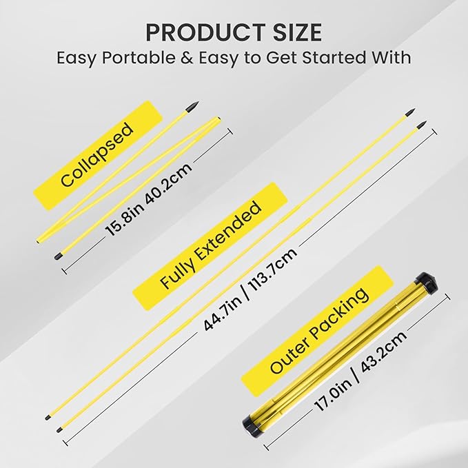FINGER TEN Golf Alignment Sticks Rods Swing Trainer Tools 48 Inch 2 Or 3 Pack, Fits in Golf Bag Tour Stickers Practice Training Aid