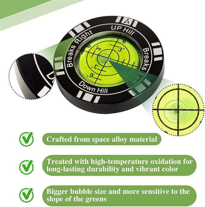 Golf Putt Green Reader, High Precision Golf Training Aid, Stylish Hat Clip Ball Marker, Golf Accessories for Men Women