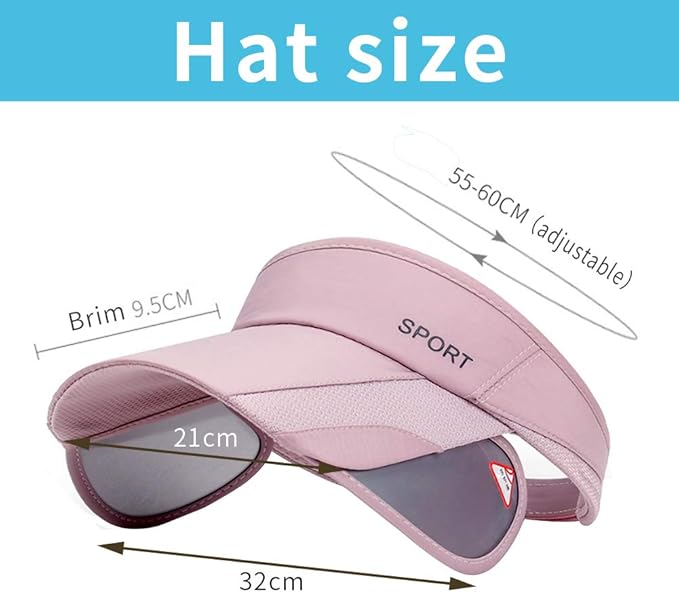 Summer Sun Visor Hat - Women Adjustable Golf Cap with Retractable Brim, UV Protection Beach/Tennis Sport Hat