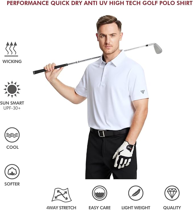 Mens Polo Shirts Short and Long Sleeve Casual Solid Stylish Dry Fit Performance Designed Collared Golf Polo Shirts for Men