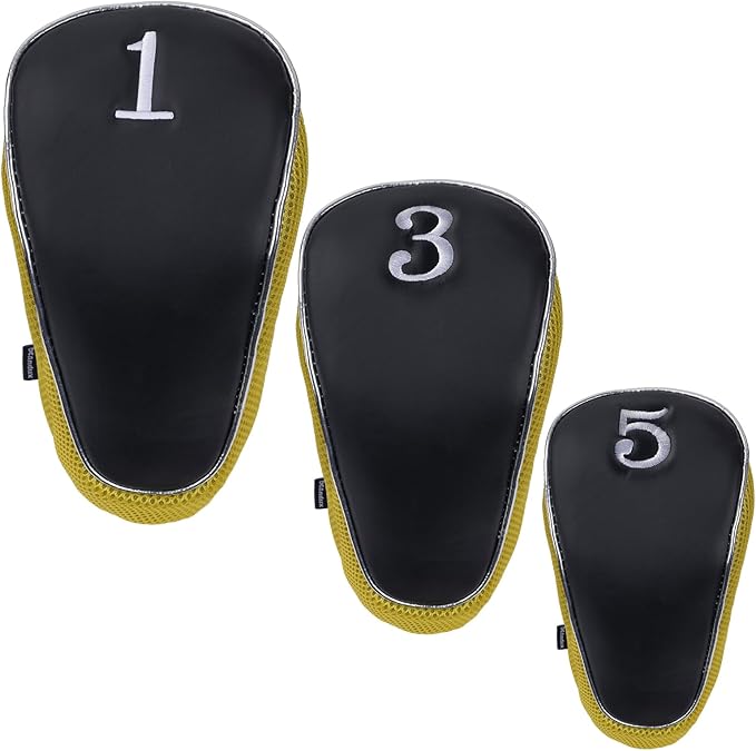 Andux Golf Club Driver Wood Head Covers with Hook & Loop Set of 3