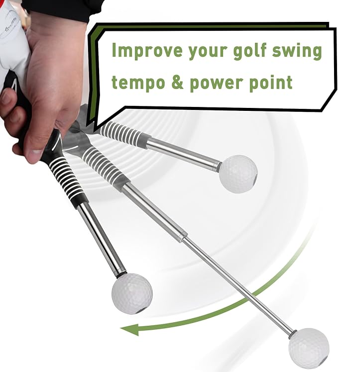 Retractable Golf Swing Training Aid, Golf Grip Trainer & Golf Swing Trainer for Warm-up, Right-Handed Golf Club for Indoor Practice, Golf Accessories - Strength & Tempo Training for Chipping Hitting