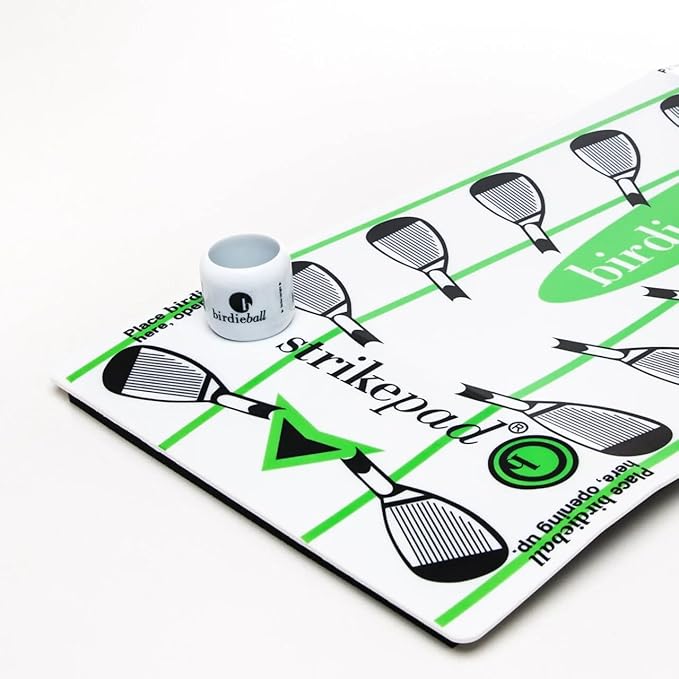 BirdieBall StrikePad Set – PGA Award-Winning Limited Flight Practice 12 Golf Balls & StrikePad | Real Golf Ball Feel, Reverse Spin, 40-Yard Flight for Backyard & Indoor Training