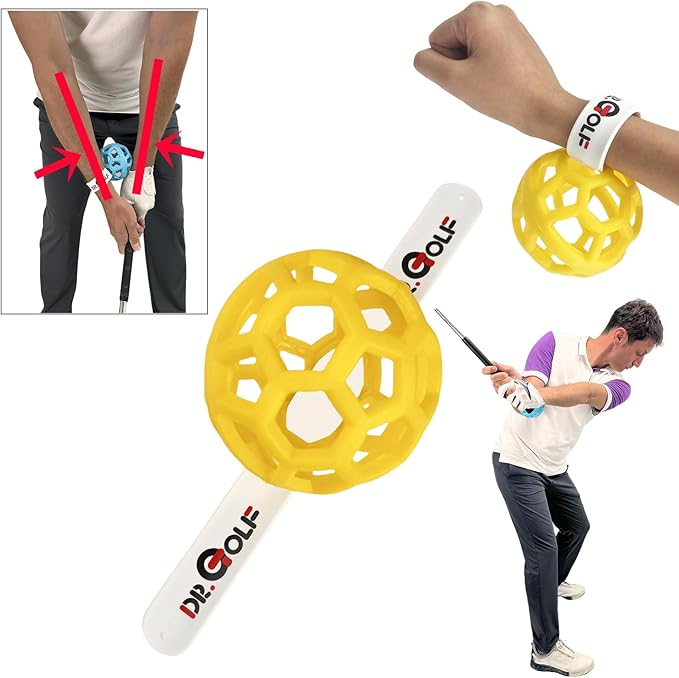 Golf Swing Trainer Aids & Tool - Patented Swing Training Ball to Correct Chicken Wing & Improve Accuracy | PGA Recommended Practice Equipment for Men & Women
