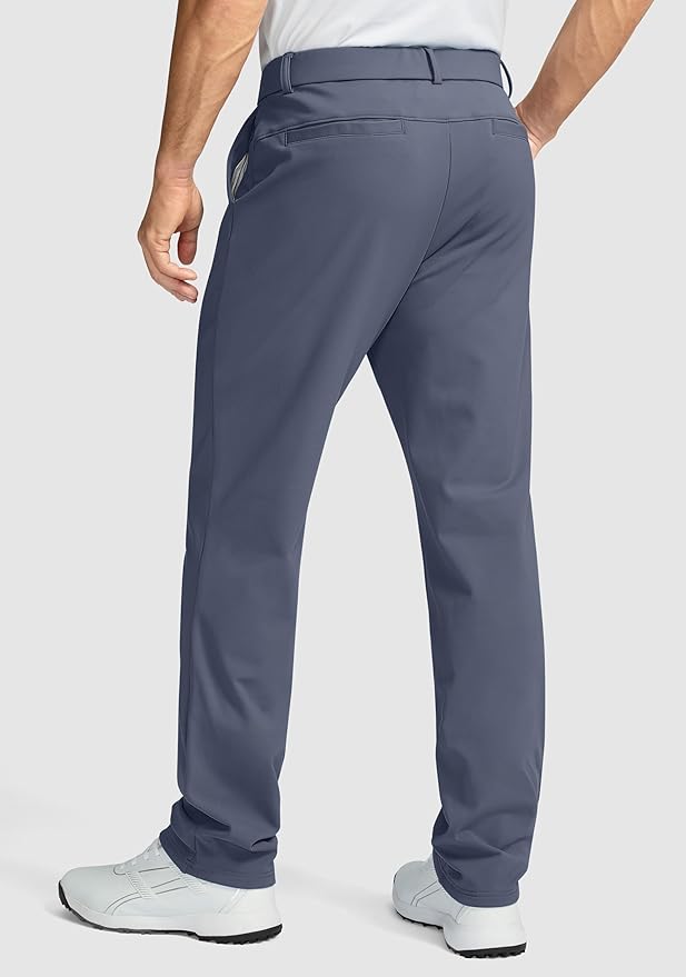 Soothfeel Men's Fleece Lined Pants 30"/32"/34" Golf Work Dress Pants Casual Insulated Warm Winter Trousers with Pockets
