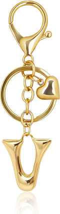 Gold Bubble Heart, Cherry, Bow & More Designs Letter Initial Keychain Bag Charms – Cute Purse Charms for Handbags