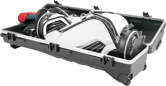 SKB Staff ATA Hard Shell Plastic Golf Travel Case for Cart Bags with Wheels - Heavy-Duty Rolling Club and Driver Carrier for Airline Transport, Impact-Resistant with TSA Locking Latches