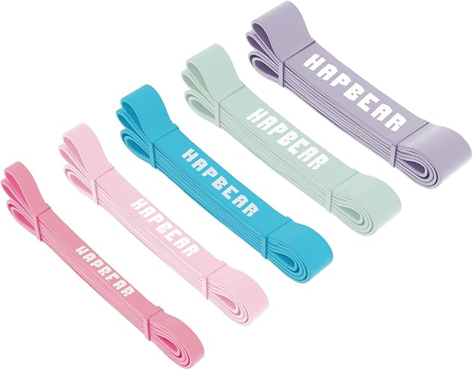 HAPBEAR Pull Up Assistance Bands Set of 5 - Resistance Bands for Working Out, Stretching, Physical Therapy, Muscle Training