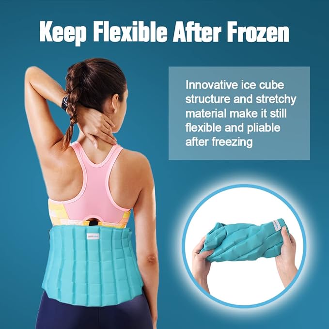 Large Ice Pack for Back Pain Relief, 2 Hours Long Lasting Cold Lower Back Wrap, FSA Eligible, Flexible Cold Pack for Lumbar Pain, Sciatica, Coccyx, Herniated or Degenerative Disc, Surgery