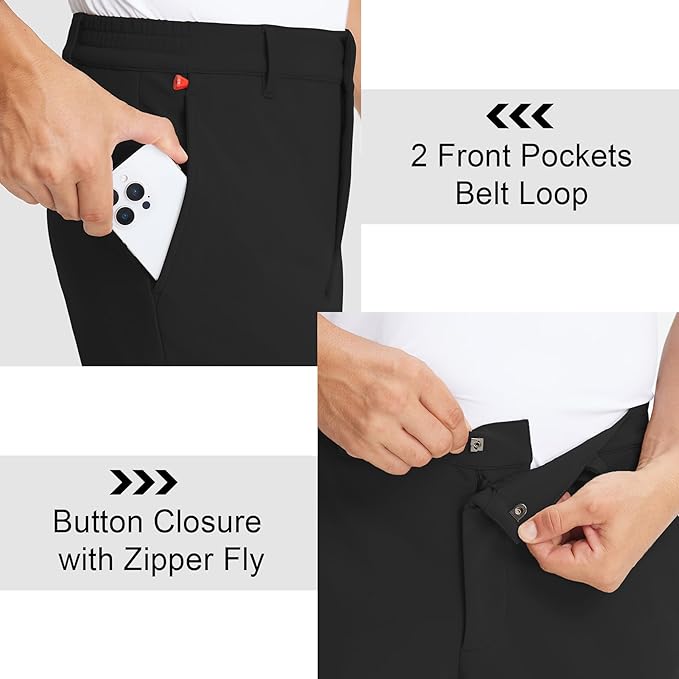 M MAELREG Golf Pants Men Fleece Lined 30"/32"/34" Heat-Tech Dress Pants for Men Water-Resistant Stretch Warm Winter Trousers