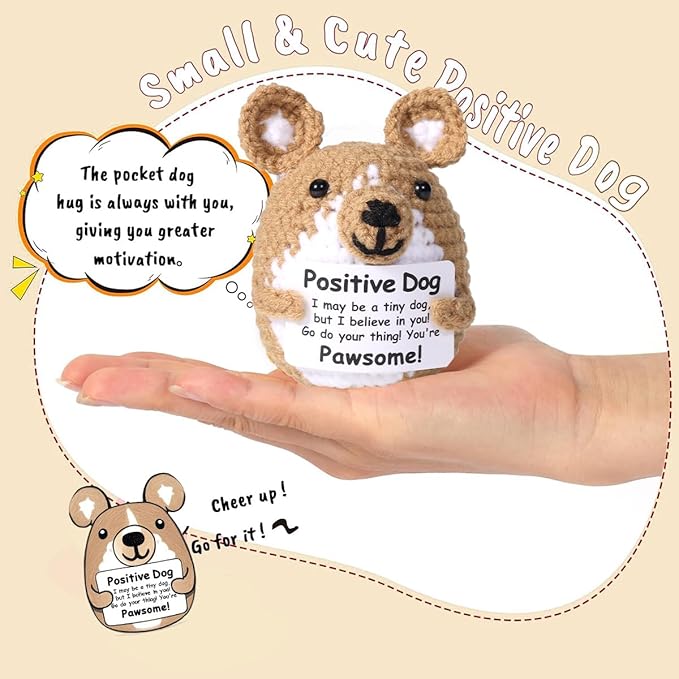 AICase Inspirational Crochet Positive Dog Animals, Emotional Support Nuggets Dog Mom Gifts for Women Men Dad Corgi Lovers Best Friends Birthday Christmas Easter Funny Small Unique Cute Themed Decor