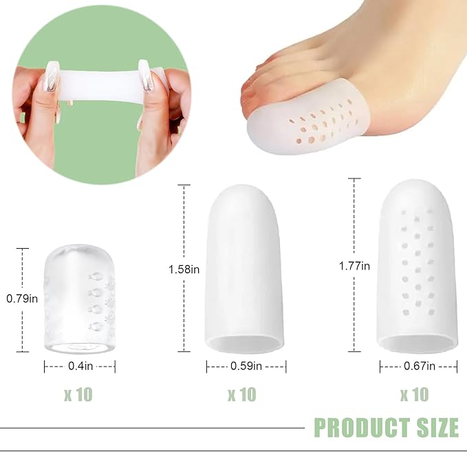 Silicone Toe Protector: Gel Anti-Friction Breathable Toe Finger Caps 30PCS Toenail Guard Covers for Women Men Foot Bunion, Corn, Blister, Pain, Callu Toenail Sleeve Pads