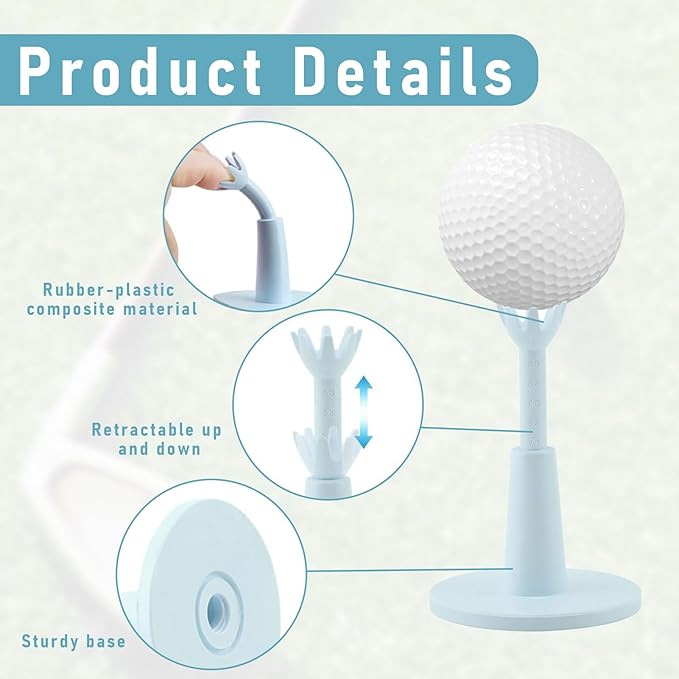 2PCS Adjustable Golf Tees,Golf Simulator Tees,Driving Range Tee,Adjustable Golf Tee,Rubber Tees For Golf Mats,Rubber Golf Tees For Mats For Indoor & Outdoor Practice,Durability And Stability Golf Tees