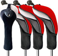 FINGER TEN Golf Club Head Covers Woods Hybrids 1/2/3/4 Pack, Headcovers Men Women 3 5 7 X with Interchangeable Number Tag, Fit All Wood Hybrid Clubs
