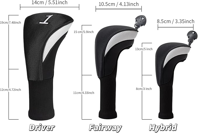 Golf Head Covers for Fairway Woods Driver Hybrids 5 Pieces Nylon Mesh Sports Fan Golf Club Headcovers-Golf Accessories for Men Women.