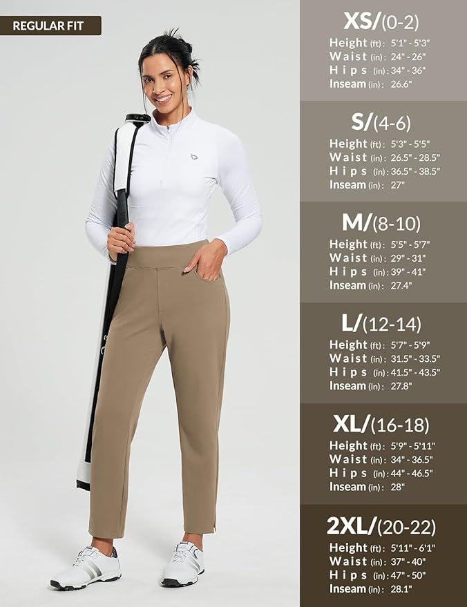 baleaf Women's Fleece Lined Pants Stretch Water Resistant Winter Thermal Travel Pants Cold Weather Gear Pockets Work Golf