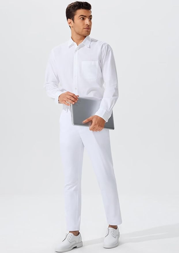 QPNGRP Men's Golf Pants 30"/32"/34" Inseam Lightweight Stretch Work Dress Pants
