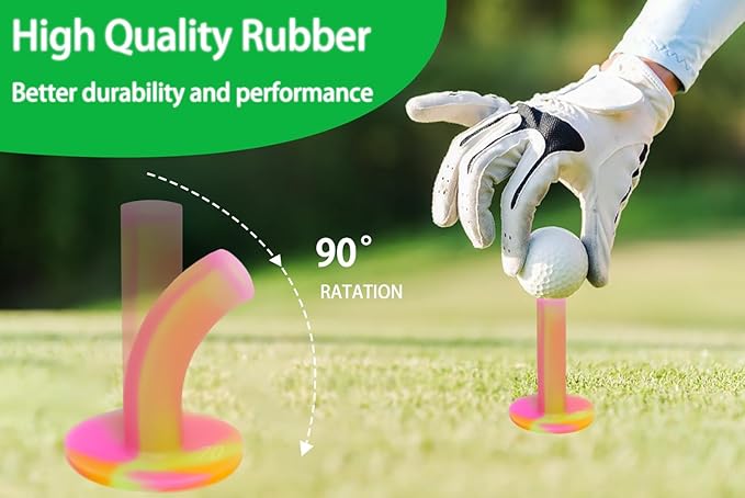 LeFeng Sports Golf Rubber Tees Holder Set, Mixed Size Durable and Hight Elastic Driving Range Tees, Colorful Golf Tees for Golf Practice Mat (3Pcs Multicolor Golf Tee)