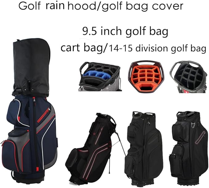 BOYEA & SKULLEAP Golf Bag Cover rain Cover/Hood Nylon Waterproof dust Cover Fits Most Golf cart Bags Easy to use Collapsible and removabl Golf Accessory Gifts (1680D Nylon, Large)