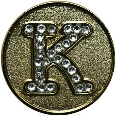 Monogram Initial Golf Ball Marker with Crystals and Matching Hat Clip