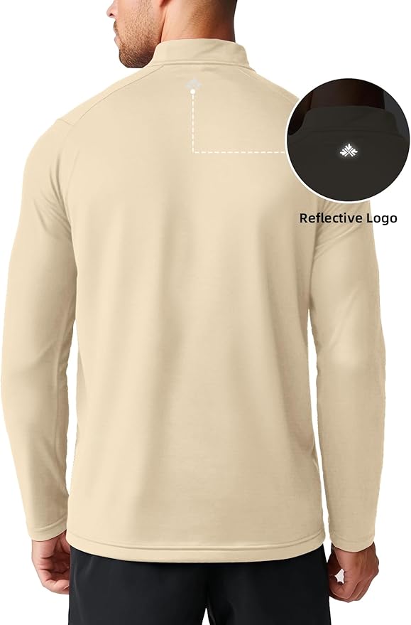 Zengjo Mens Quarter Zip Athletic Pullover Mid-Weight 1/4-Zip Running Workout Shirt Moisture Wicking