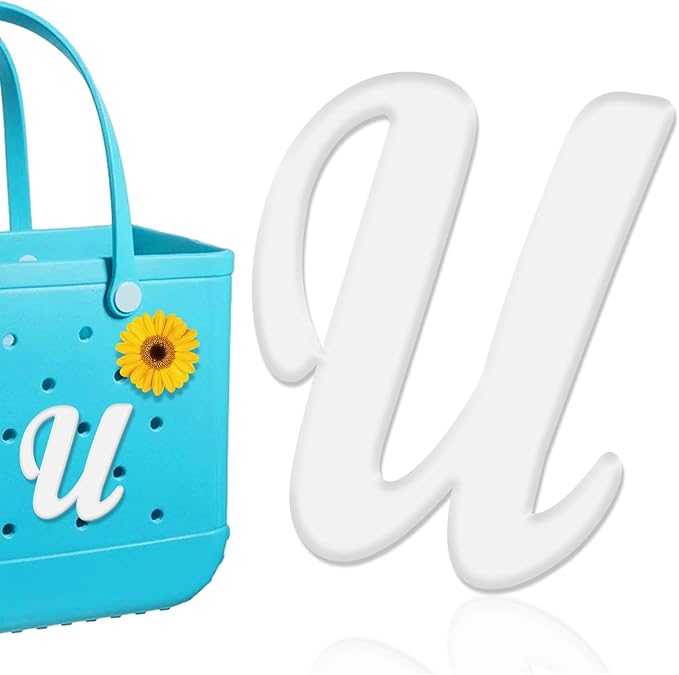 Mity rain Letter Charms for Bogg Bag，Alphabet Lettering Accessories Charms Compatible with Bogg Bag Original All Models, Insert Decorative Letter for Handbag Beach Tote Bag U