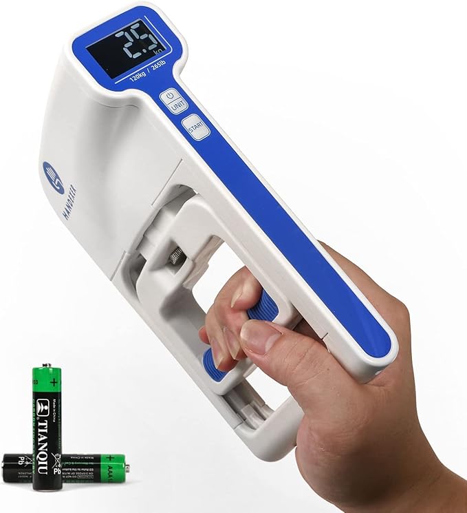 Grip Strength Tester 265lb/120kg, Digital Hand Dynamometer FDA Registered with Backlit LCD for Grip Strength Testing and Training