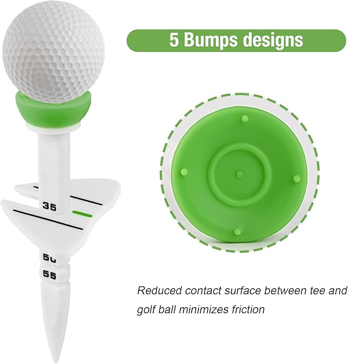 12PC Golf Tees with Adjustable Height Markers, Multi - Color Golf Accessories for Accuracy & Precision Improvement