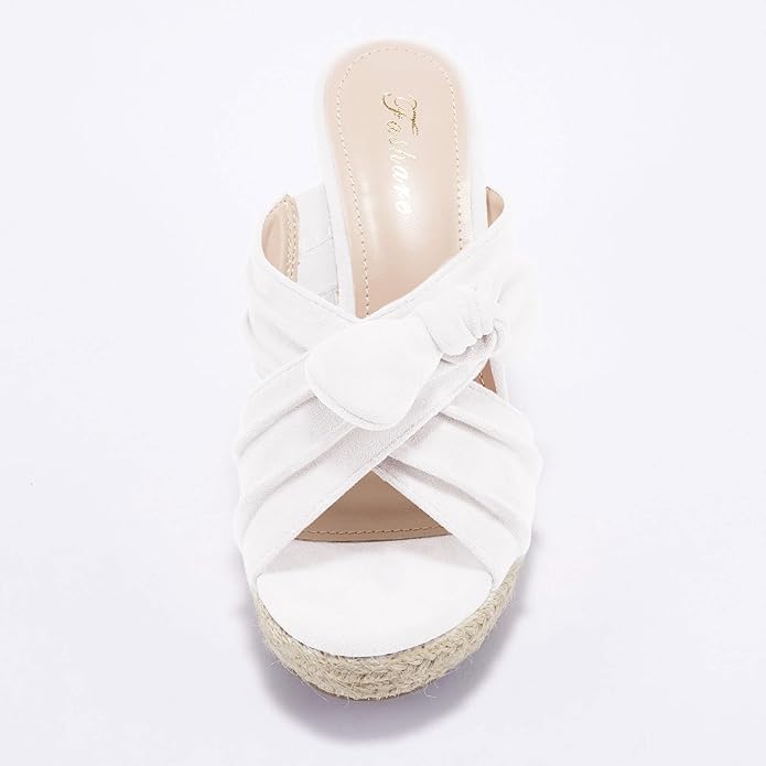Womens Espadrilles Wedge Sandals Slides Platform Slip on Bow Knot Open Toe Summer Mules Shoes